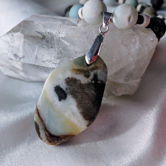 Handmade ultra-long Amazonite pendant necklace - Picture 2 of 6